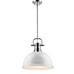 Classic Dome Shade Pendant Light with Rod - Large