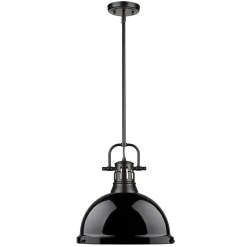 Classic Dome Shade Pendant Light with Rod - Large