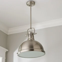 Classic Dome Shade Pendant Light with Rod - Large