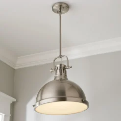 Classic Dome Shade Pendant Light with Rod - Large