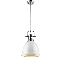Classic Dome Shade Pendant Light with Rod - Small