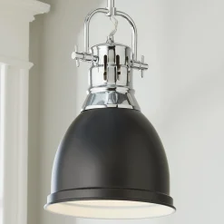 Classic Dome Shade Pendant Light with Rod - Small