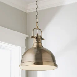 Classic Dome Shade Pendant Light with Chain - Large