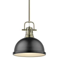 Classic Dome Shade Pendant Light with Rod - Large