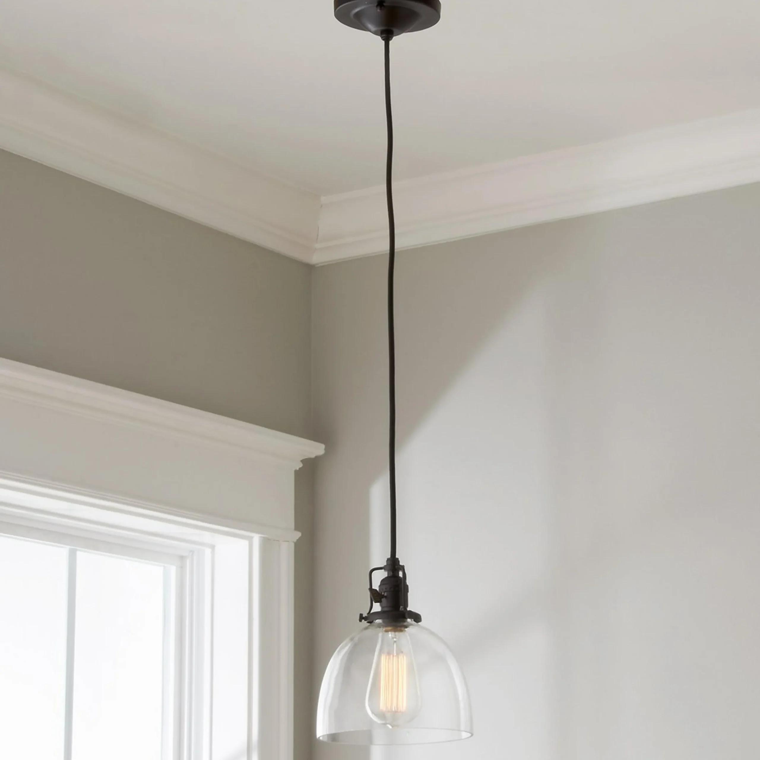 Clear Glass Dome Industrial Pendant