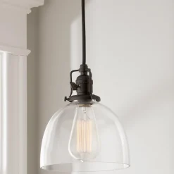 Clear Glass Dome Industrial Pendant