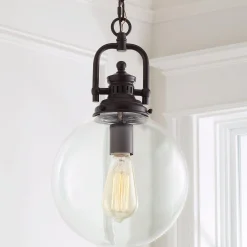 Clear Glass Globe Industrial Pendant