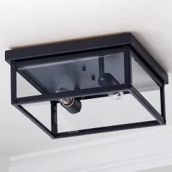 Clear Glass Square Outdoor Ceiling Light