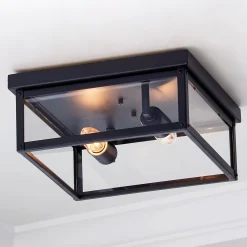Clear Glass Square Outdoor Ceiling Light