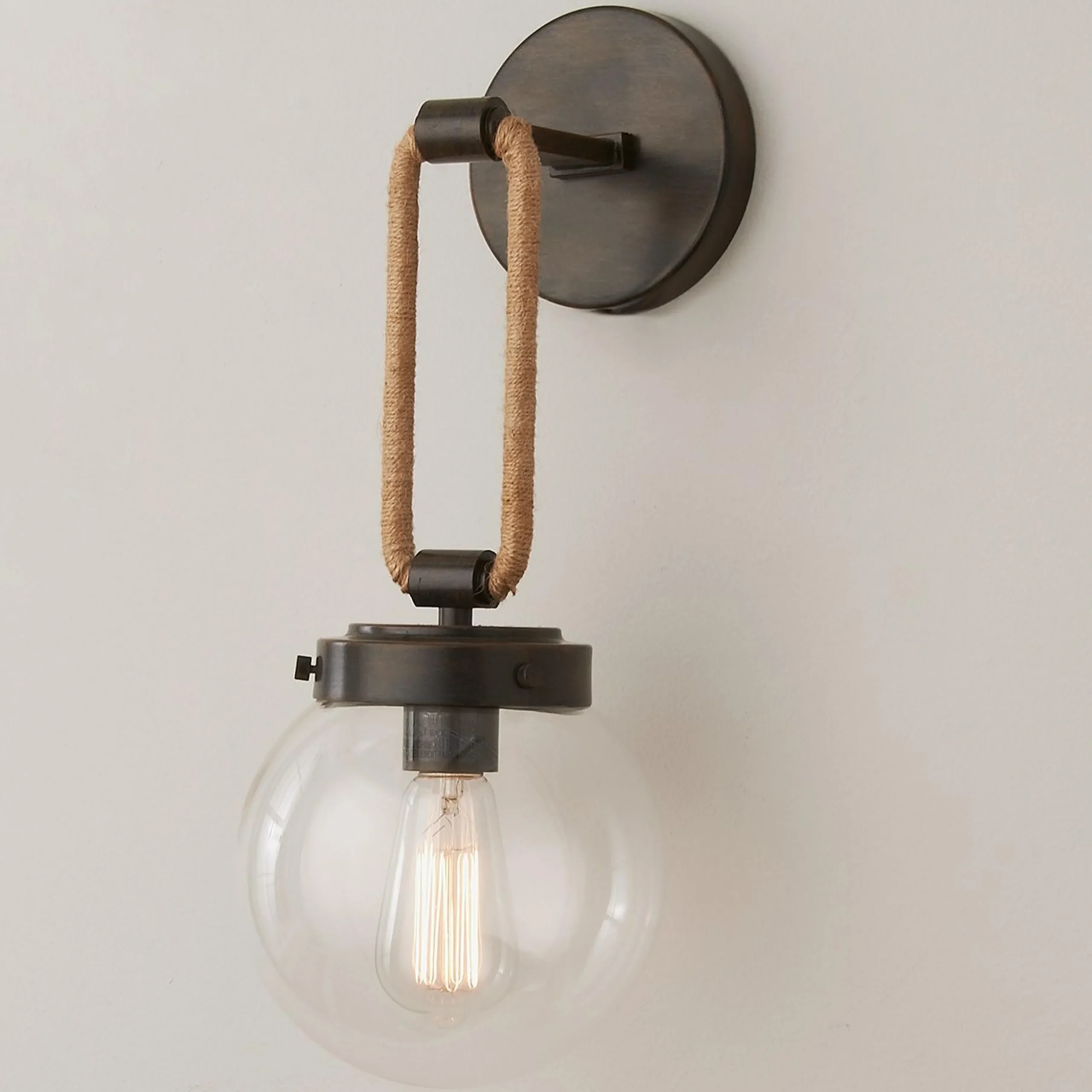 Coastal Cottage Rope Globe Sconce
