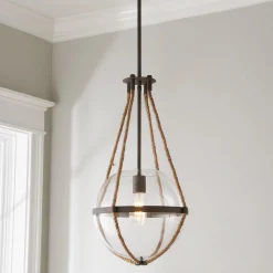 Coastal Cottage Rope Globe Pendant