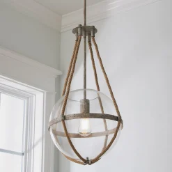Coastal Cottage Rope Globe Pendant