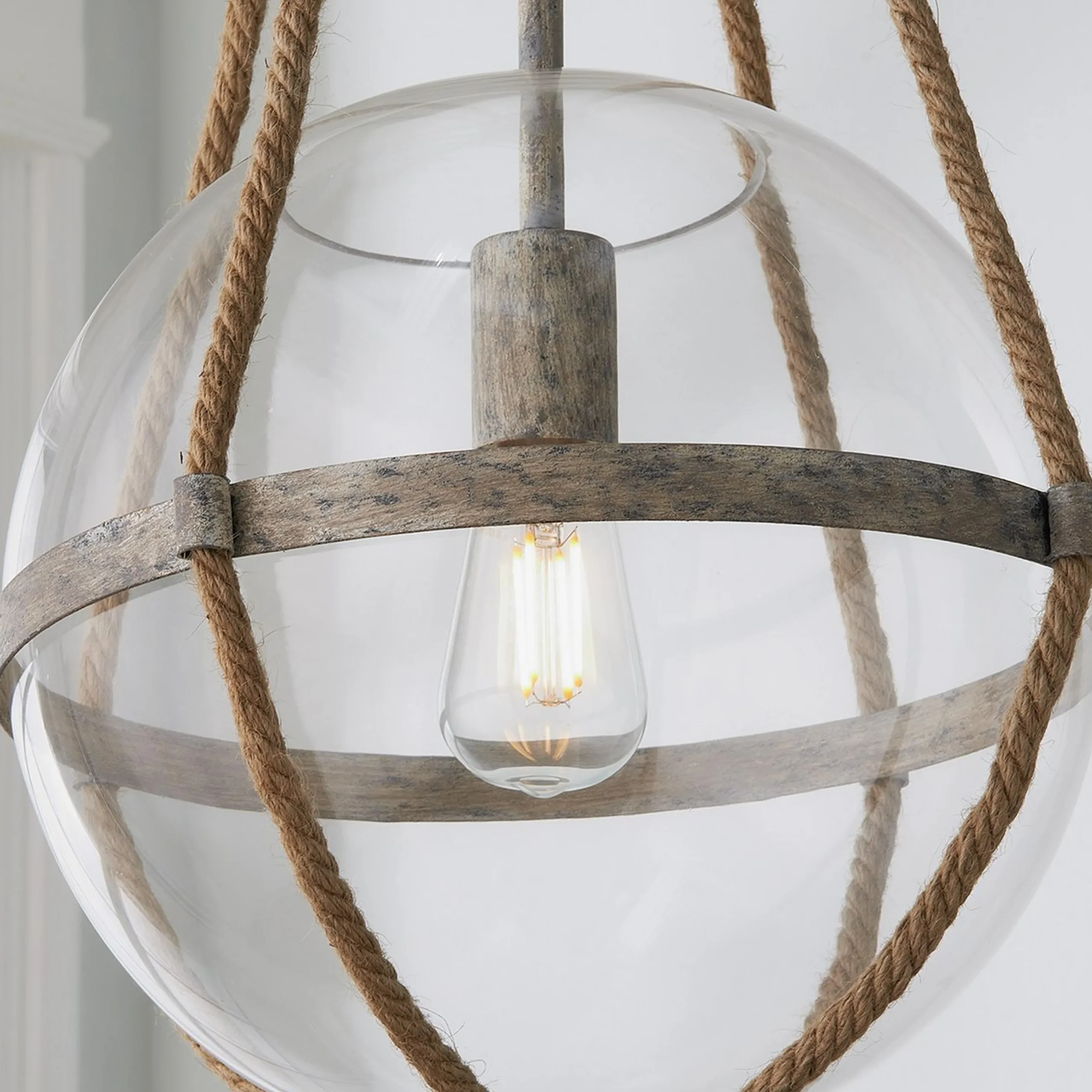Coastal Cottage Rope Globe Pendant