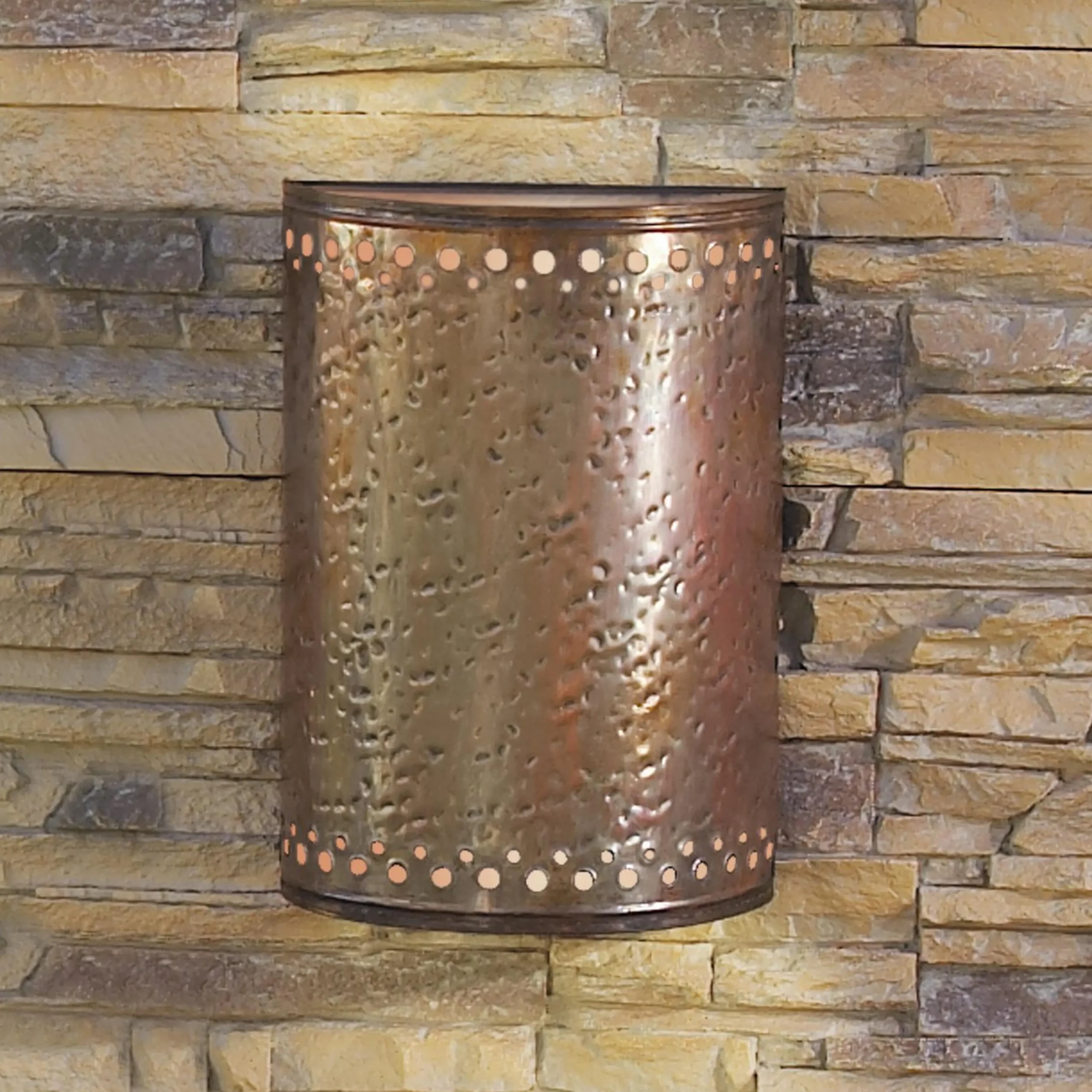 Colonial Metalcrafts Hammered Copper Outdoor Sconce