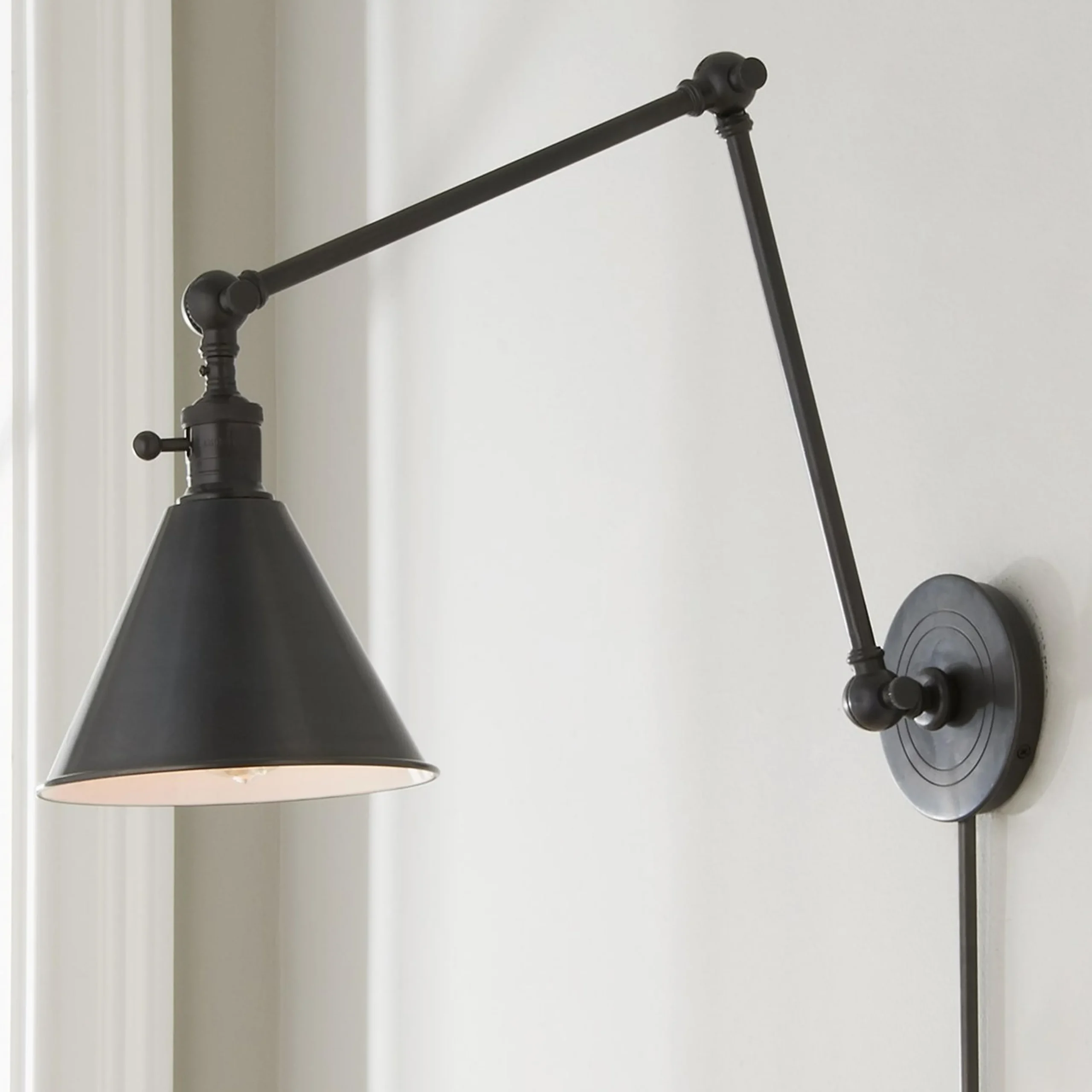 Cone Pivot Shade Double Joint Swing Arm
