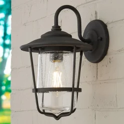 Contemporary Seeded Glass Outdoor Sconce - Small