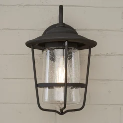 Contemporary Seeded Glass Outdoor Sconce - Small