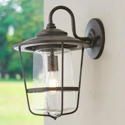 Contemporary Seeded Glass Outdoor Sconce - Medium