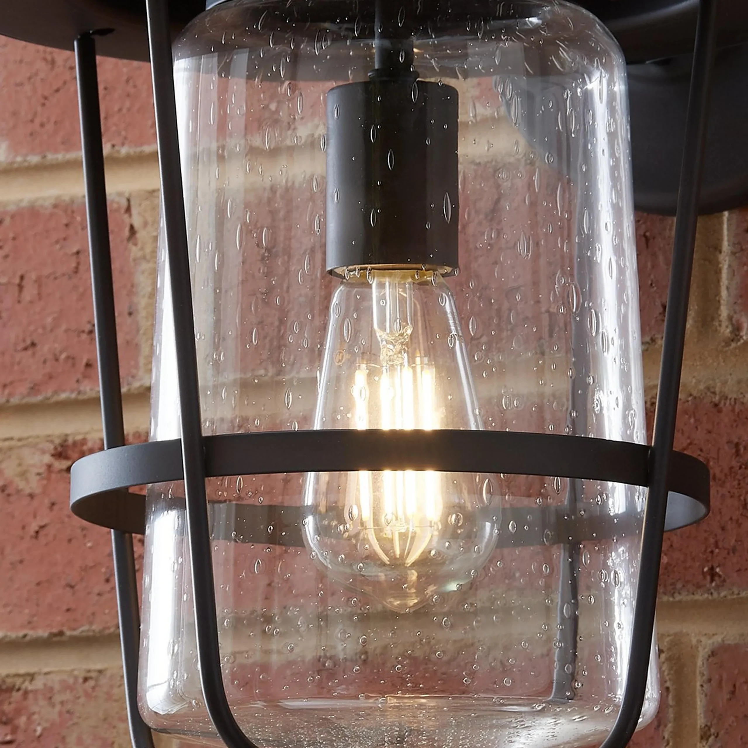 Contemporary Seeded Glass Outdoor Sconce - Medium