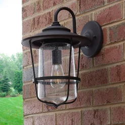 Contemporary Seeded Glass Outdoor Sconce - Medium