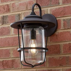 Contemporary Seeded Glass Outdoor Sconce - Medium