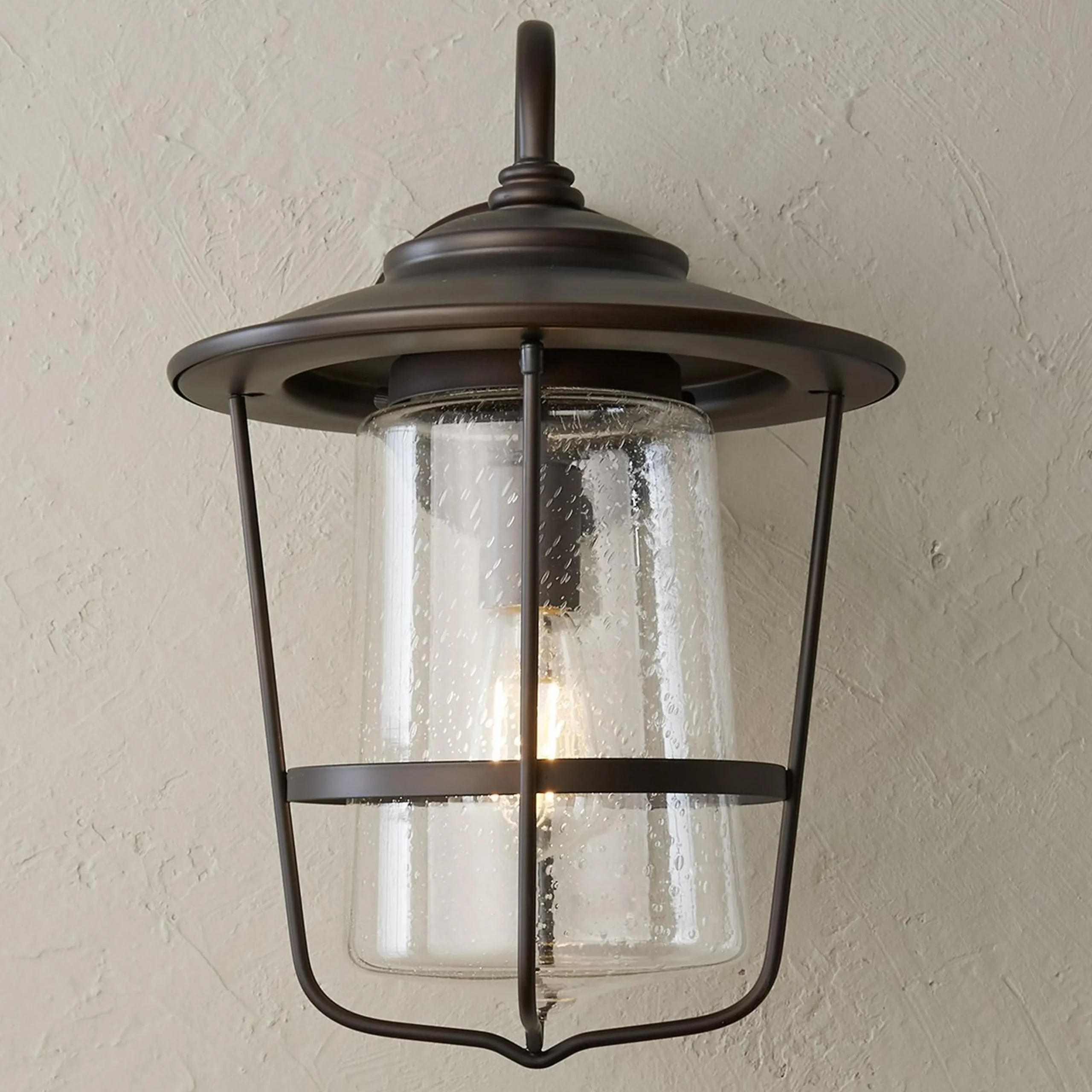 Contemporary Seeded Glass Outdoor Sconce - Medium