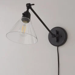 Cyrus Straight Swing Arm Sconce - Glass Shade
