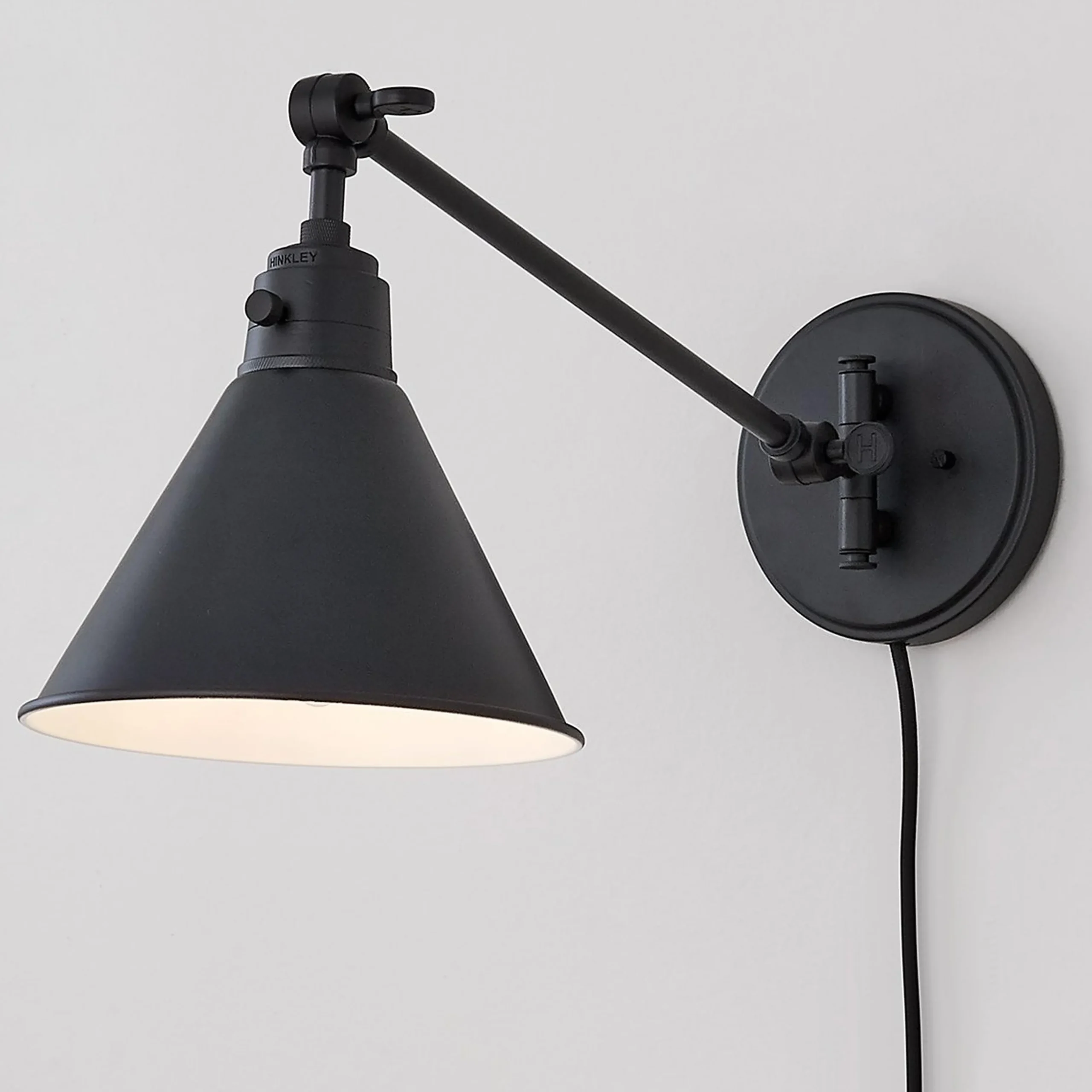 Cyrus Straight Swing Arm Sconce - Metal Shade