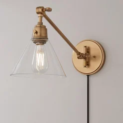 Cyrus Straight Swing Arm Sconce - Glass Shade