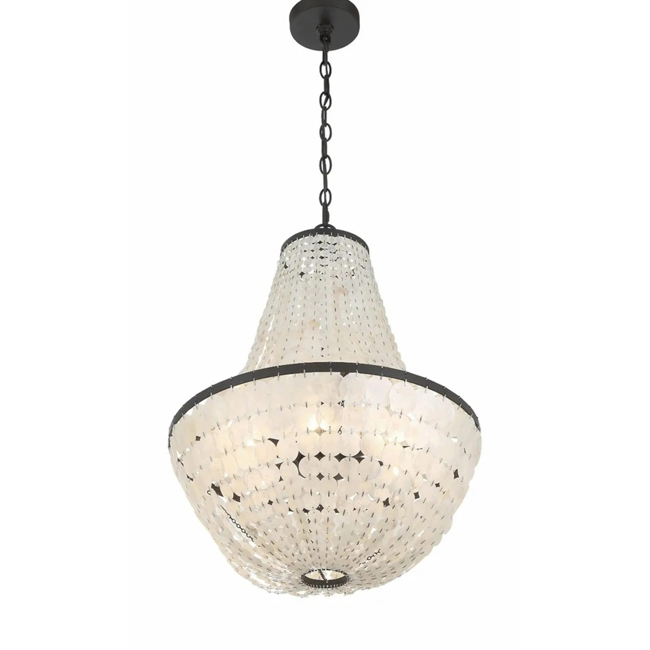Elegant Capiz Shell Basket Chandelier