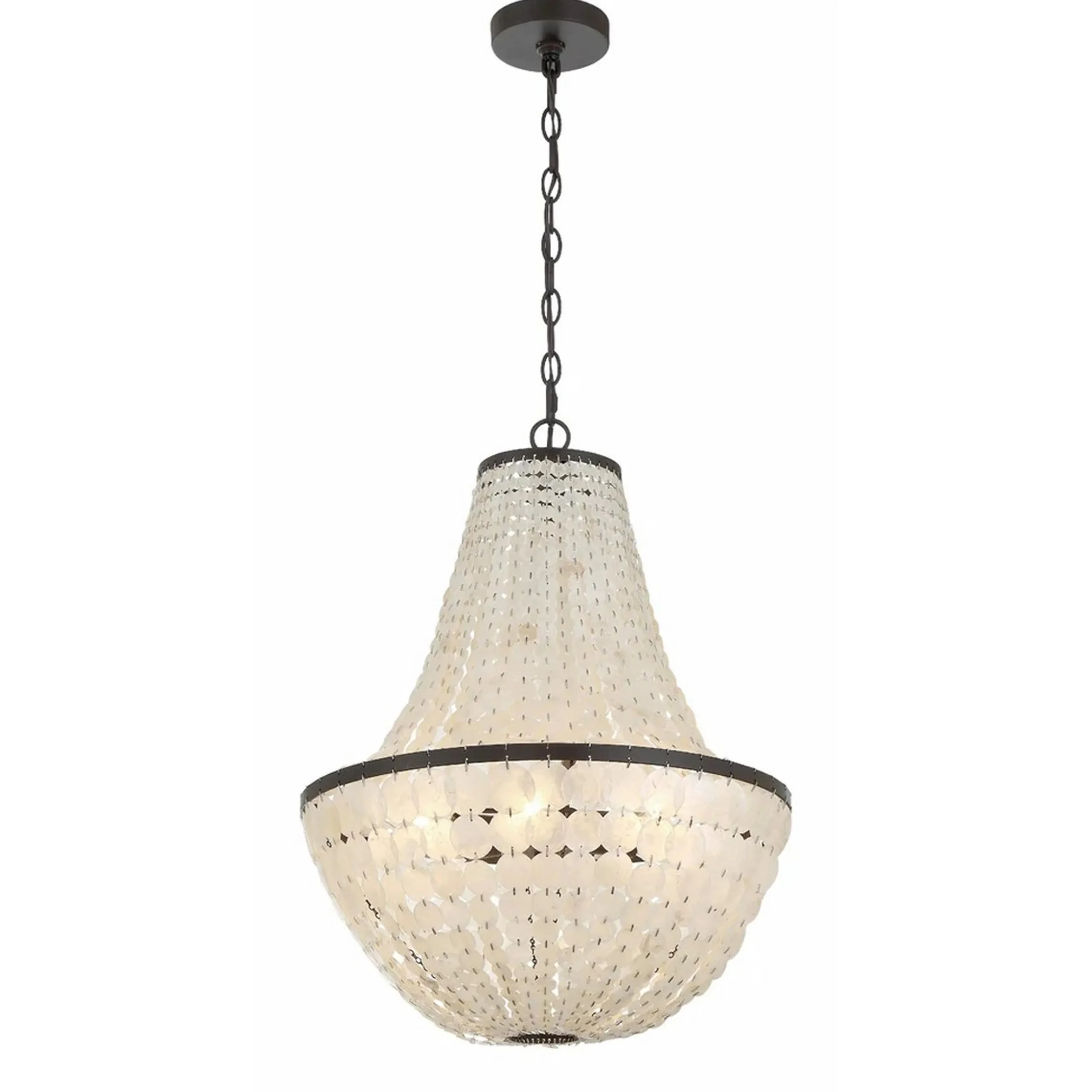 Elegant Capiz Shell Basket Chandelier