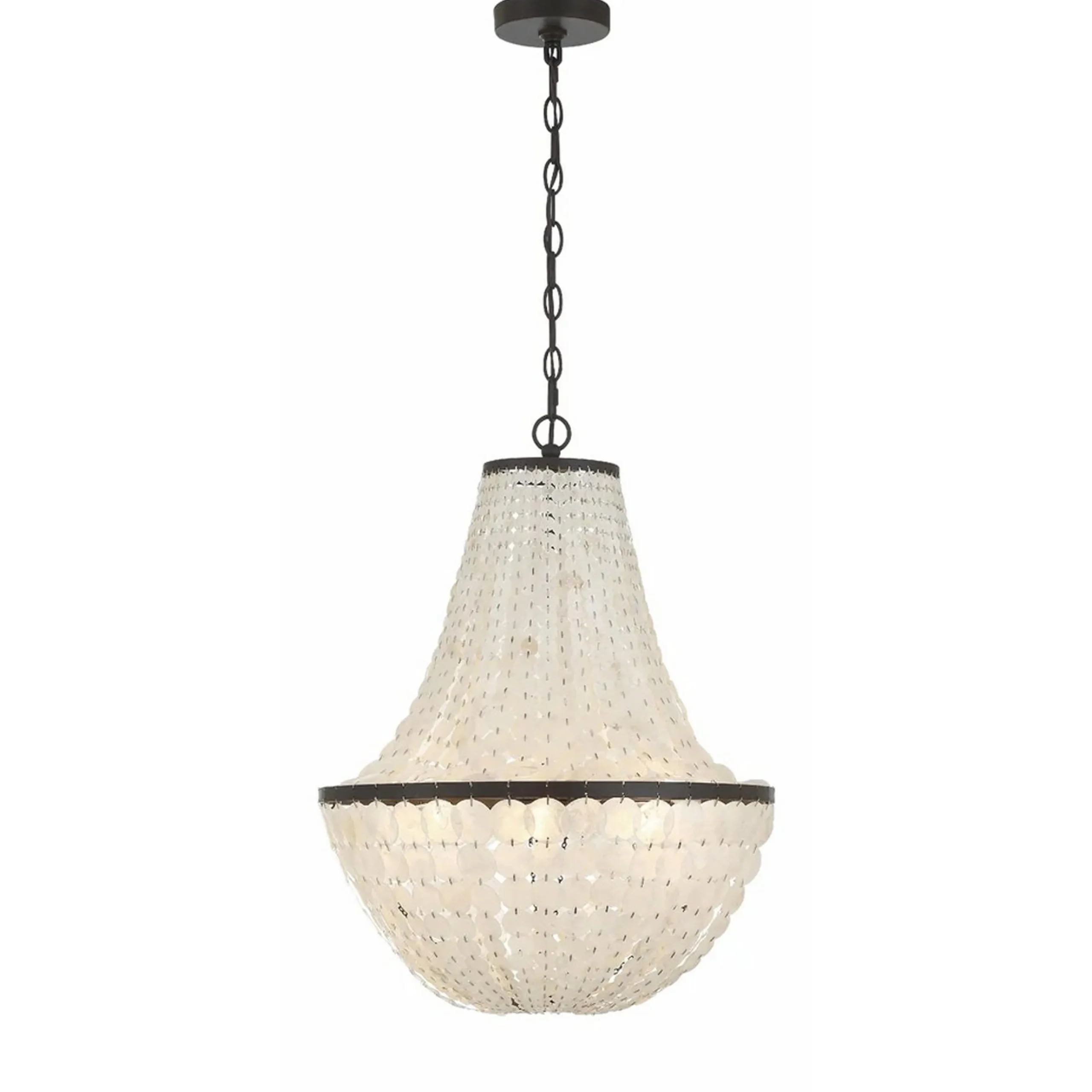 Elegant Capiz Shell Basket Chandelier