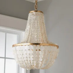 Elegant Capiz Shell Basket Chandelier