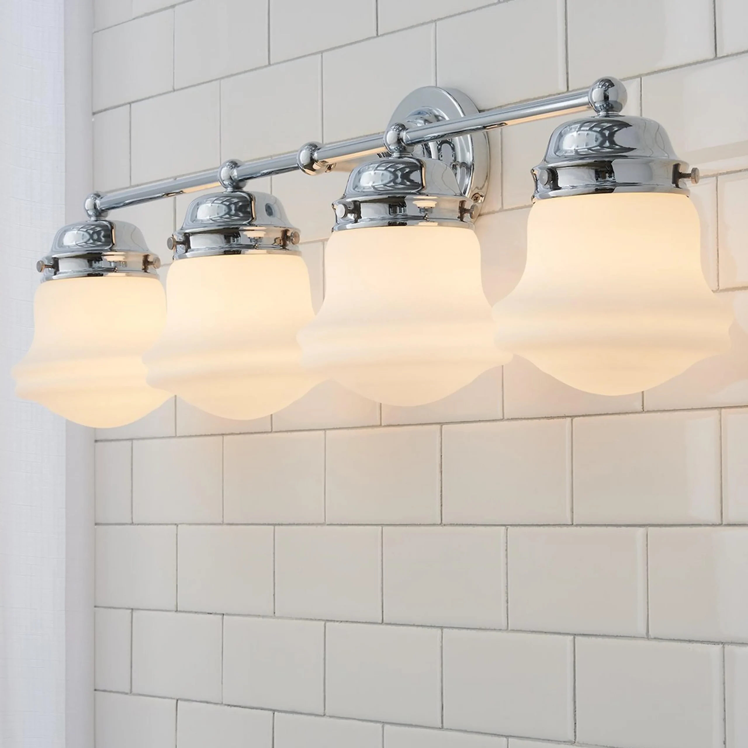 Ethel School Haus Opal Glass Vanity Light - 4 Light
