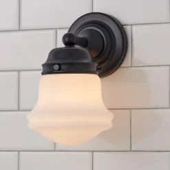 Ethel School Haus Opal Glass Bath Sconce