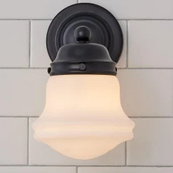 Ethel School Haus Opal Glass Bath Sconce