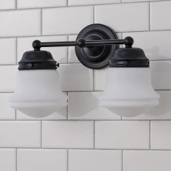 Ethel School Haus Opal Glass Vanity Light - 2 Light