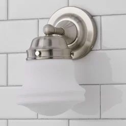 Ethel School Haus Opal Glass Bath Sconce