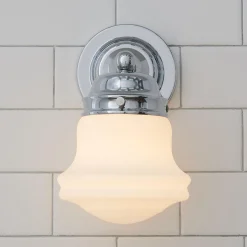 Ethel School Haus Opal Glass Bath Sconce