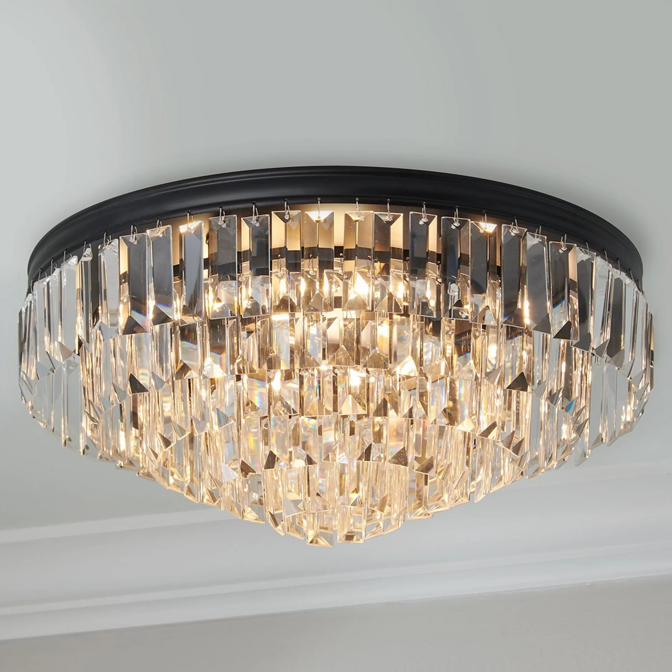 Faceted Glass Layered Ceiling Light