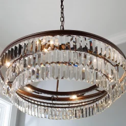Faceted Glass Layered Chandelier - 30"