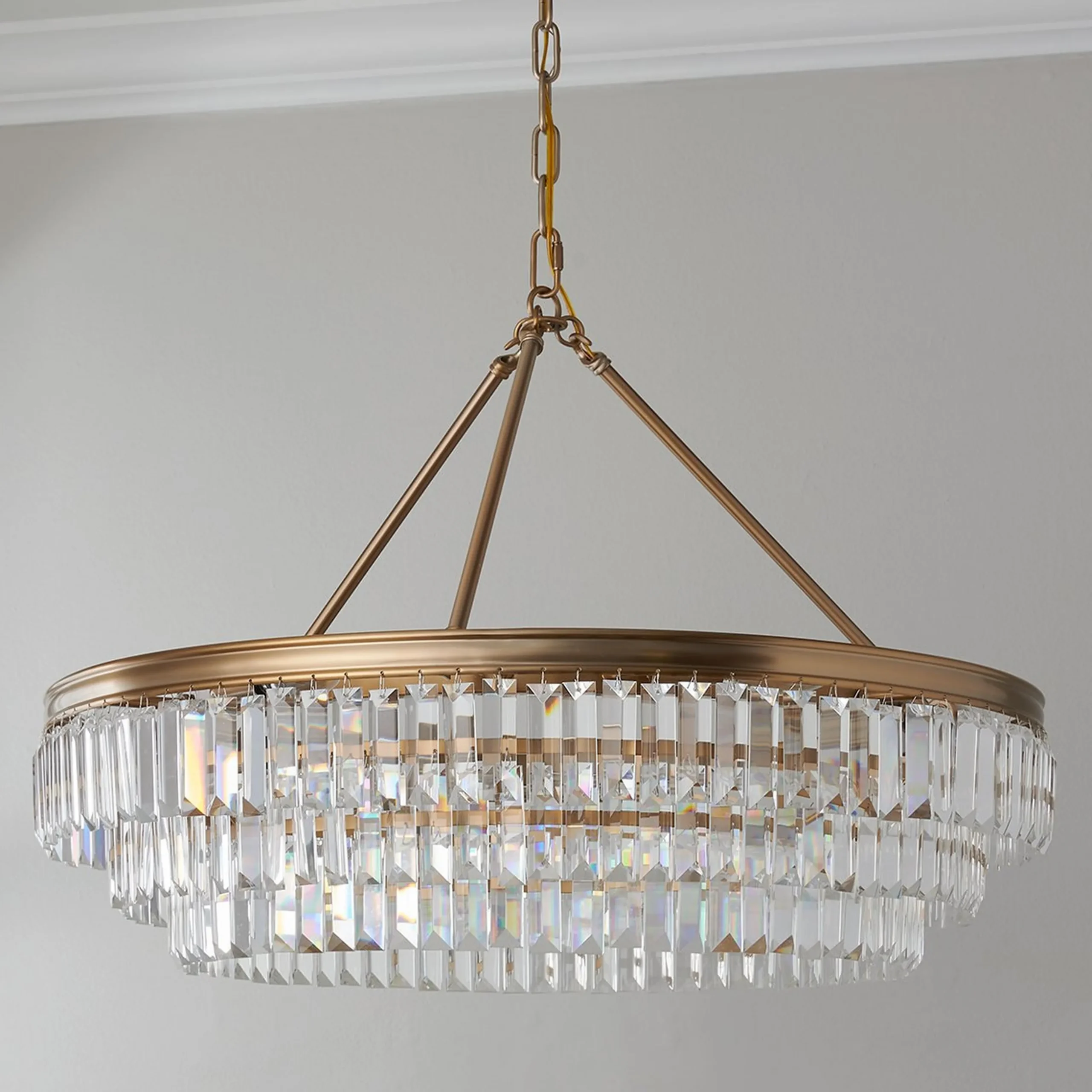 Faceted Glass Layered Chandelier - 30"