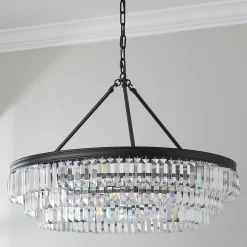 Faceted Glass Layered Chandelier - 30"