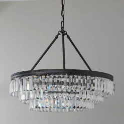 Faceted Glass Layered Chandelier - 25"