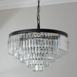 Faceted Glass Layered Convertible Chandelier - 20"