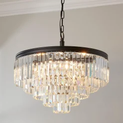 Faceted Glass Layered Convertible Chandelier - 20"