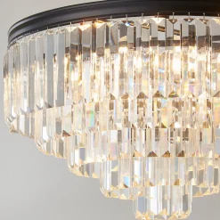 Faceted Glass Layered Convertible Chandelier - 20