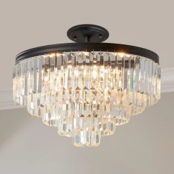 Faceted Glass Layered Convertible Chandelier - 20