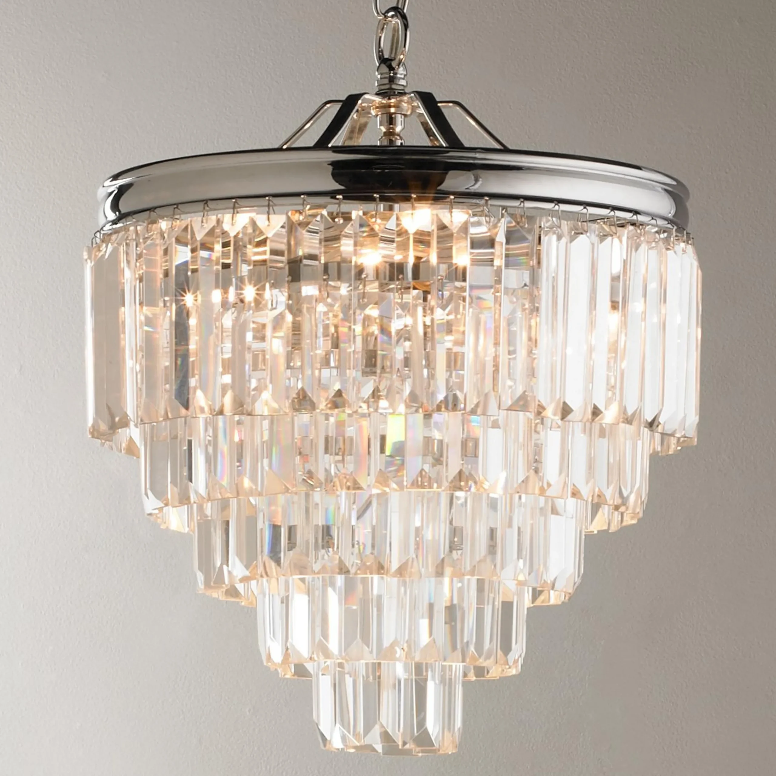 Faceted Glass Layered Convertible Chandelier - 12"