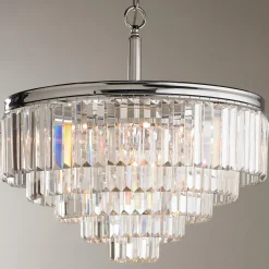 Faceted Glass Layered Convertible Chandelier - 20"